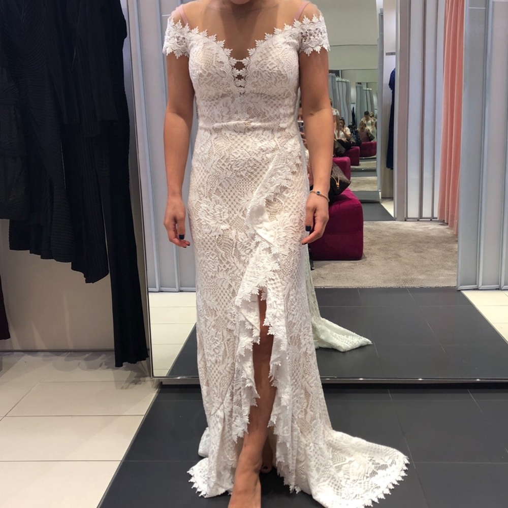 Tadashi white lace dress